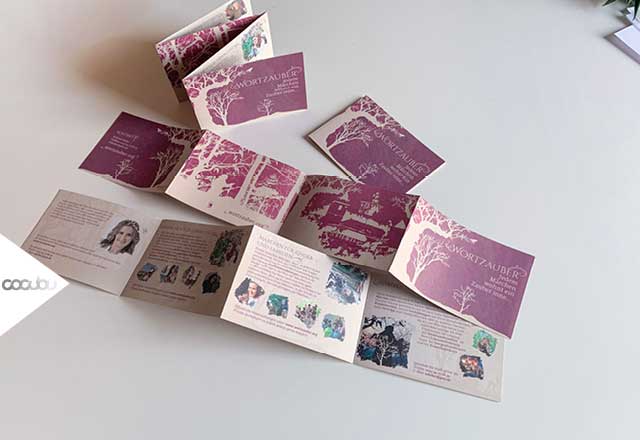 Wortzauber, Stefanie Keller, Flyer, Klimaneutral, Märchen, Scherenschnitt, Design, Recycling